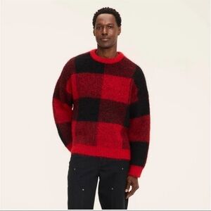 💯 Woolrich - Adult Buffalo Check Pullover Sweater - Red/Black Size XL